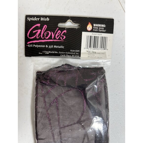 Halloween Costume Gloves Black Long Spider Web Witch Vampire Closed Finger NEW - Picture 5 of 7